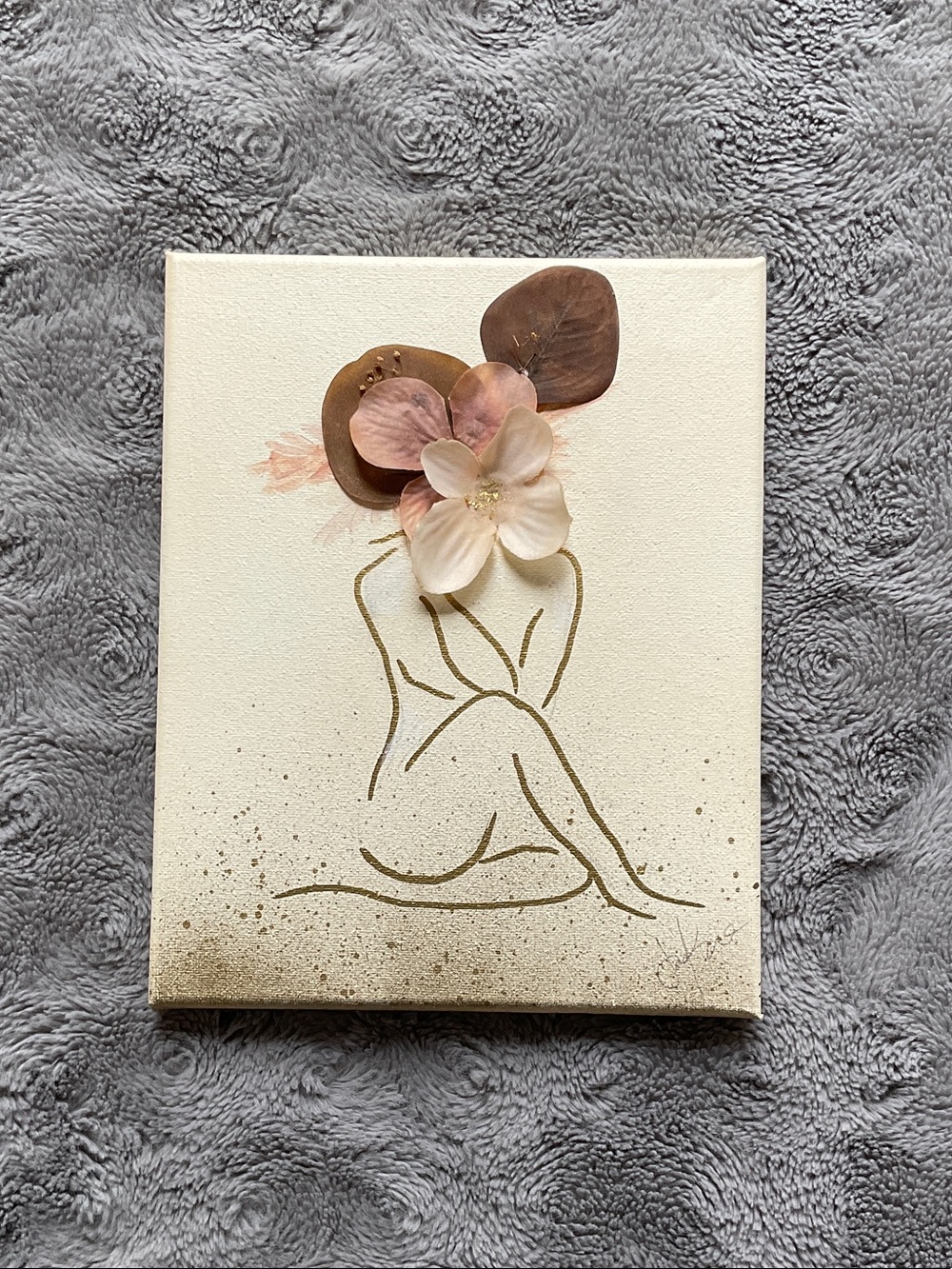 Body silhouette Painting with flower design CANVAS